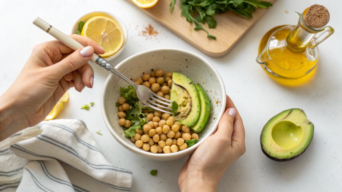 Mashed chickpea avocado mixture