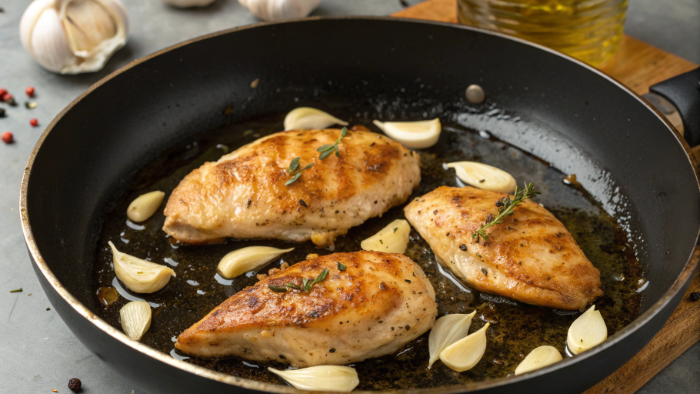 Mixing creamy sauce with yogurt and parmesan