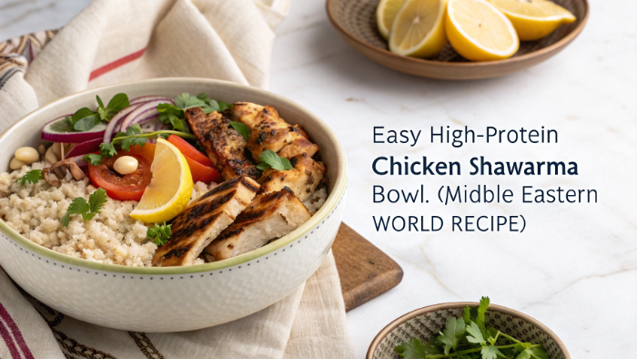Easy High-Protein Chicken Shawarma Bowl (Middle Eastern World Recipe)
