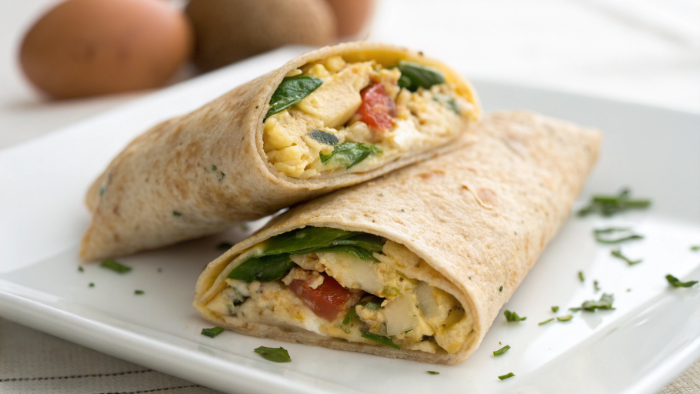 Another angle - healthy egg wrap ready to eat