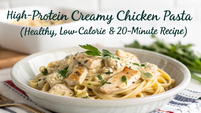 High-Protein Creamy Chicken Pasta (Healthy, Low-Calorie & 20-Minute Recipe)