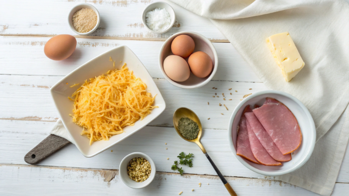 Ingredients for egg & cheese wrap