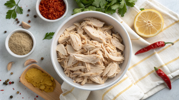 Assembling the chicken wrap