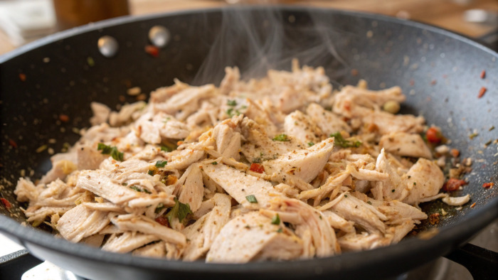 Assembling chicken quesadilla