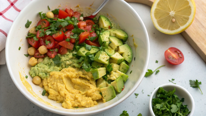 Adding ingredients to the tortilla