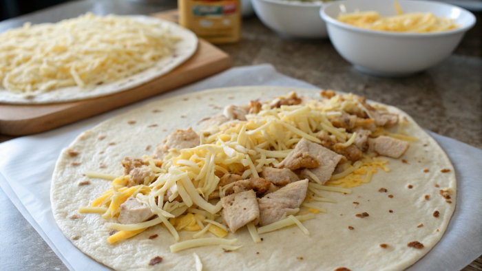 Pan toasting quesadilla