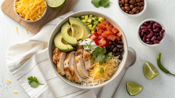Healthy meal prep chicken bowl