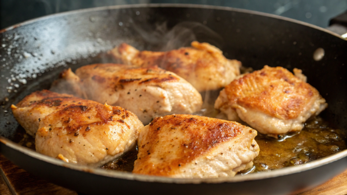 Preparing quinoa or rice for healthy chicken bowl